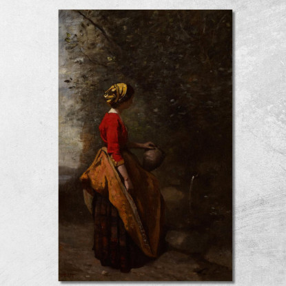 Contadina Alla Sorgente Jean-Baptiste-Camille Corot jbc197 quadro stampato su tela