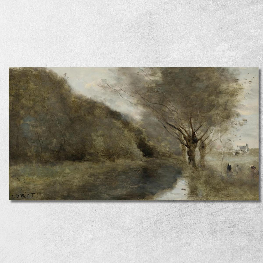 Vicino A Gisors Saulaie E Al Fiume Morning Effect Jean-Baptiste-Camille Corot jbc208 quadro stampato su tela