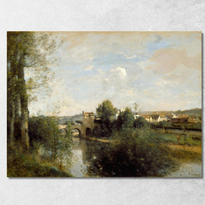 Senna E Ponte Vecchio A Limay Jean-Baptiste-Camille Corot jbc221 quadro stampato su tela