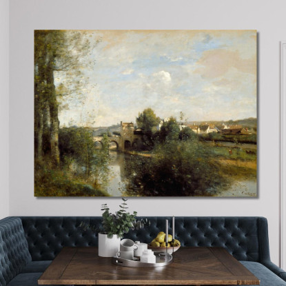 Senna E Ponte Vecchio A Limay Jean-Baptiste-Camille Corot jbc221 quadro stampato su tela