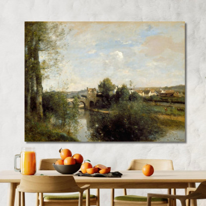 Senna E Ponte Vecchio A Limay Jean-Baptiste-Camille Corot jbc221 quadro stampato su tela