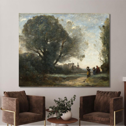 Souvenir Of Terracina Jean-Baptiste-Camille Corot jbc233 quadro stampato su tela