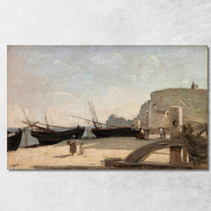 La Spiaggia Di Étretat Jean-Baptiste-Camille Corot jbc241 quadro stampato su tela