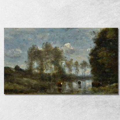 Tre Mucche In Una Palude Jean-Baptiste-Camille Corot jbc271 quadro stampato su tela