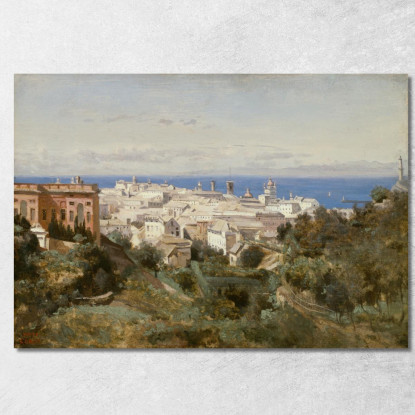 Vista Di Genova Jean-Baptiste-Camille Corot jbc290 quadro stampato su tela