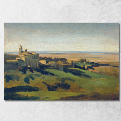 Vista Di Marino Sui Monti Albani Al Mattino Presto Jean-Baptiste-Camille Corot jbc292 quadro stampato su tela