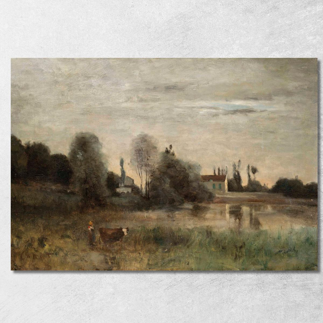 Comune Di Avray Vachère Allo Stagno Jean-Baptiste-Camille Corot jbc295 quadro stampato su tela