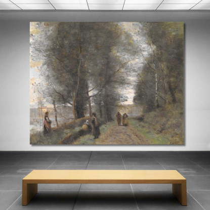 Sentiero Nel Bosco Di Ville D'Avray Che Costeggia Lo Stagno Jean-Baptiste-Camille Corot jbc296 quadro stampato su tela