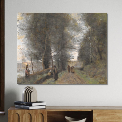 Sentiero Nel Bosco Di Ville D'Avray Che Costeggia Lo Stagno Jean-Baptiste-Camille Corot jbc296 quadro stampato su tela