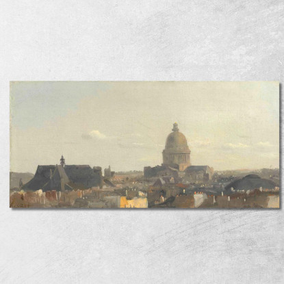 Veduta Del Pantheon Di Parigi Veduta Del Pantheon Di Parigi Jean-Baptiste-Camille Corot jbc304 quadro stampato su tela