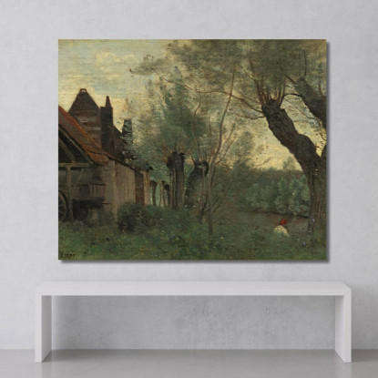 Salici E Fattoria A Sainte-Catherine-Lès-Arras Jean-Baptiste-Camille Corot jbc306 quadro stampato su tela