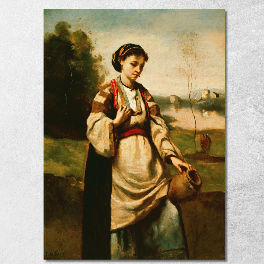 Donna Con La Brocca D'Acqua Jean-Baptiste-Camille Corot jbc309 quadro stampato su tela