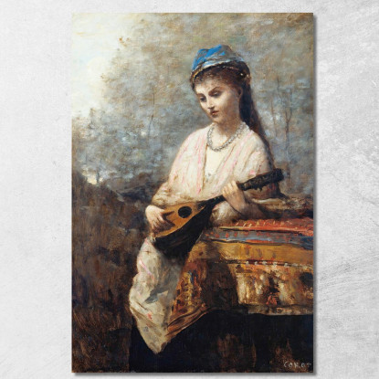 Ragazza Con Il Mandolino Jean-Baptiste-Camille Corot jbc312 quadro stampato su tela