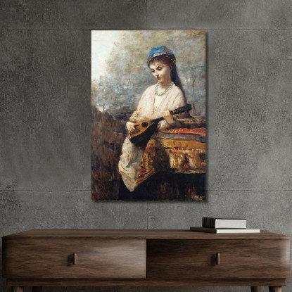 Ragazza Con Il Mandolino Jean-Baptiste-Camille Corot jbc312 quadro stampato su tela