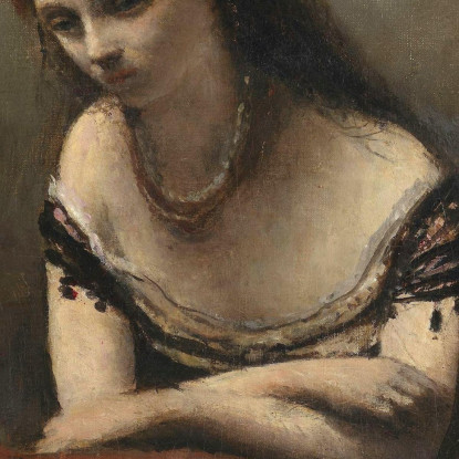 Giovane Donna Appoggiata A Un Cuscino Jean-Baptiste-Camille Corot jbc315 quadro stampato su tela