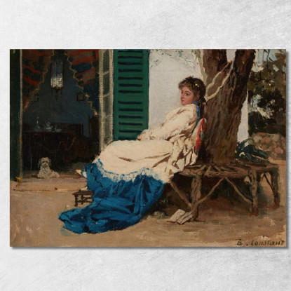 Giovane Donna In Un Giardino Jean-Joseph-Benjamin Constant jjb29 quadro stampato su tela