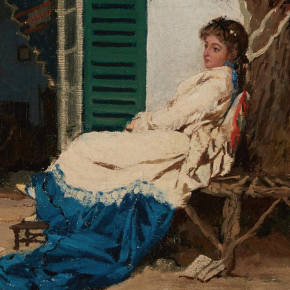 Giovane Donna In Un Giardino Jean-Joseph-Benjamin Constant jjb29 quadro stampato su tela