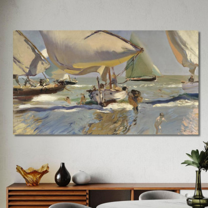 Barche Sulla Riva Joaquín Sorolla jsr9 quadro stampato su tela