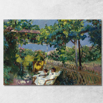 Pisolino In Giardino Joaquín Sorolla jsr52 quadro stampato su tela