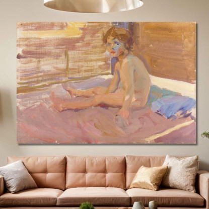 Ragazza Sulla Spiaggia Di Valencia Ragazza Sulla Spiaggia Di Valencia Joaquín Sorolla jsr68 quadro stampato su tela