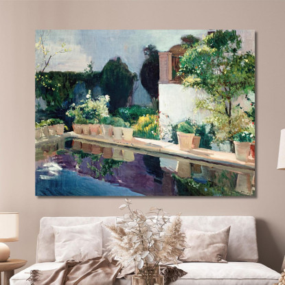 Palazzo Di Pond Giardini Reali A Siviglia Joaquín Sorolla jsr73 quadro stampato su tela