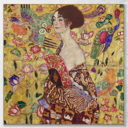 Signora Con Ventaglio Gustav Klimt kg29 quadro stampato su tela