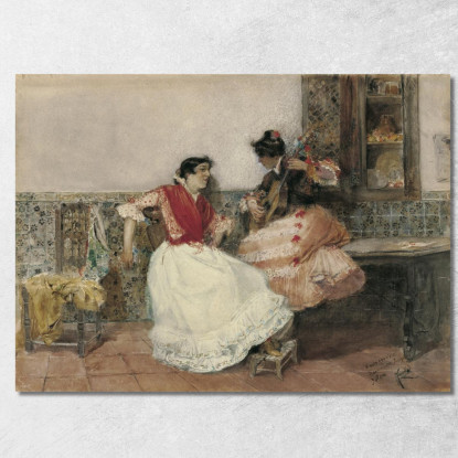 Suonare La Chitarra Joaquín Sorolla jsr79 quadro stampato su tela