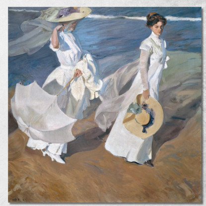 Passeggiando Lungo La Riva Del Mare Joaquín Sorolla jsr102 quadro stampato su tela