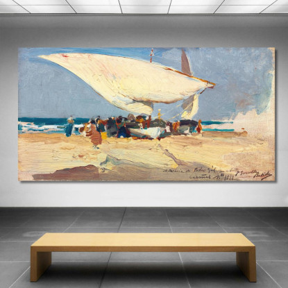 Il Ritorno Della Cattura. Valencia Beach Joaquín Sorolla jsr110 quadro stampato su tela