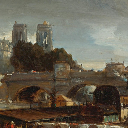 Bateau-Lavoir Vicino Al Pont-Neuf Parigi Johan Barthold Jongkind jbj7 quadro stampato su tela