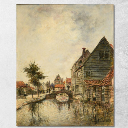 Canale Interno Della Città Di Dordrecht Johan Barthold Jongkind jbj11 quadro stampato su tela