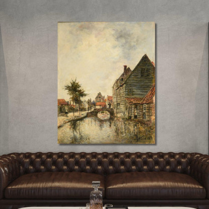 Canale Interno Della Città Di Dordrecht Johan Barthold Jongkind jbj11 quadro stampato su tela