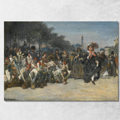 Il Mercato Dei Fiori Boulevard Richard Lenoir Parigi Johan Barthold Jongkind jbj38 quadro stampato su tela