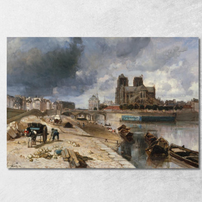 Notre-Dame Vista Dal Quai De La Tournelle Johan Barthold Jongkind jbj52 quadro stampato su tela