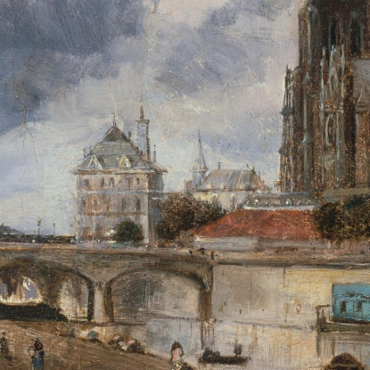 Notre-Dame Vista Dal Quai De La Tournelle Johan Barthold Jongkind jbj52 quadro stampato su tela