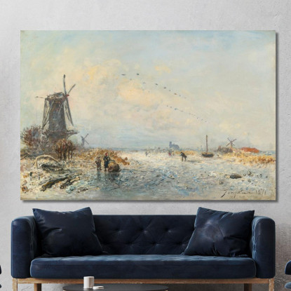 Scena Invernale In Olanda Johan Barthold Jongkind jbj65 quadro stampato su tela