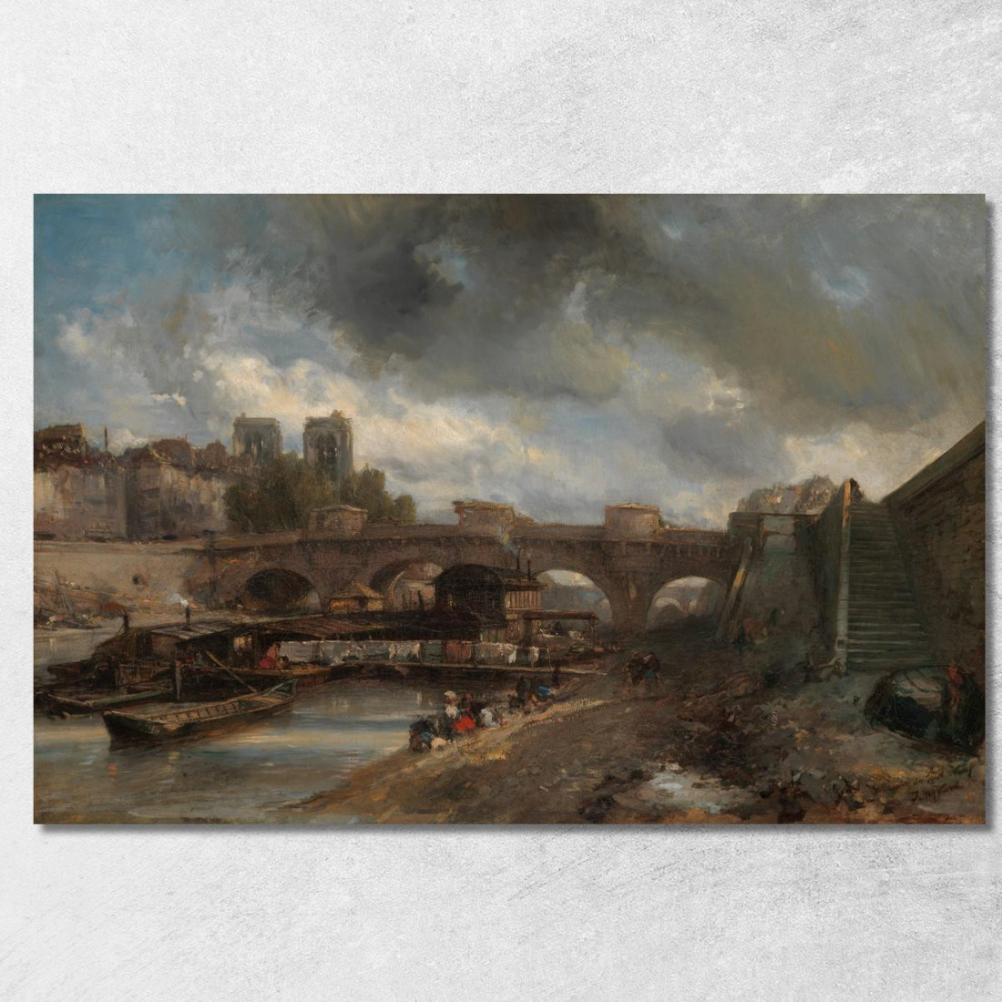 Il Pont Neuf Johan Barthold Jongkind jbj67 quadro stampato su tela