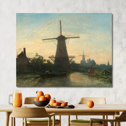 Mulini A Vento Vicino A Rotterdam Johan Barthold Jongkind jbj79 quadro stampato su tela