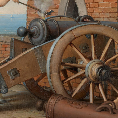 Gli Amici Artisti Sparano Un Colpo Di Cannone Contro La Fortezza Johann Peter Krafft jpk38 quadro stampato su tela