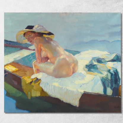 Im Kahn La Barca A Remi Leo Putz lpz21 quadro stampato su tela