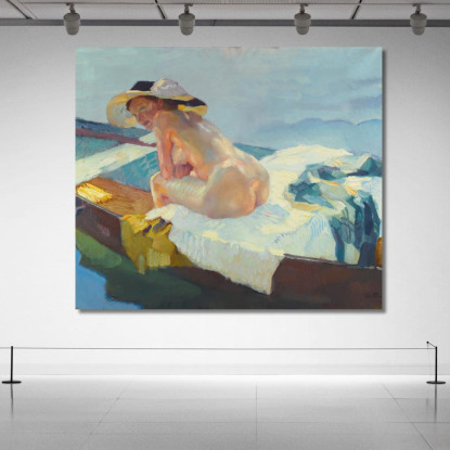 Im Kahn La Barca A Remi Leo Putz lpz21 quadro stampato su tela