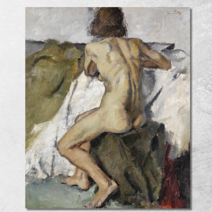 Donna Seduta Nuda Di Schiena Leo Putz lpz52 quadro stampato su tela