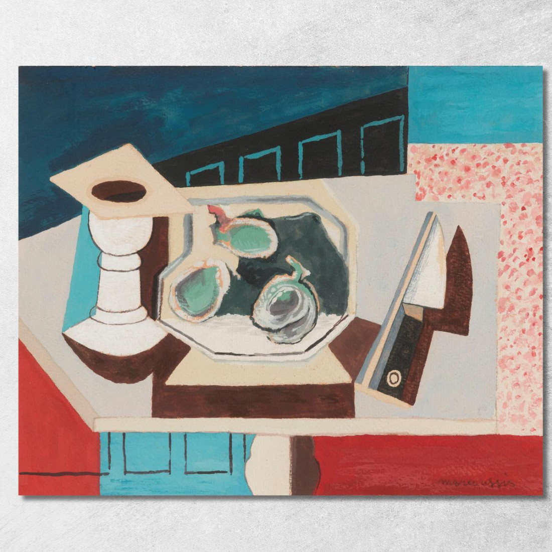 Natura Morta Con Melograni E Coltello Su Un Tavolo Piedistallo Louis Marcoussis lmr22 quadro stampato su tela Natura Morta Con Melograni E Coltello Su Un Tavolo Piedistallo Louis Marcoussis lmr22 quadro stampato su tela