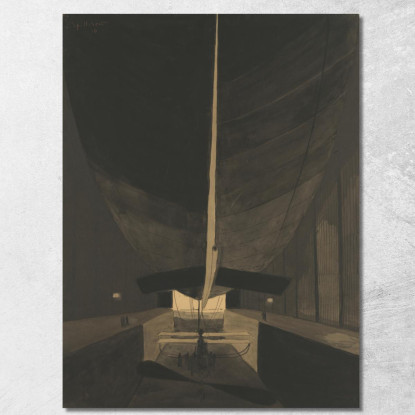 Il Dirigibile Belgique Ii Nel Suo Capannone Léon Spilliaert lsp54 quadro stampato su tela