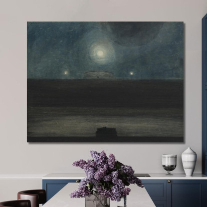 Spiaggia Con La Luna Léon Spilliaert lsp108 quadro stampato su tela