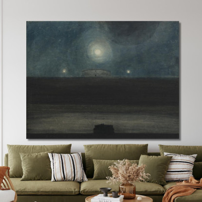 Spiaggia Con La Luna Léon Spilliaert lsp108 quadro stampato su tela
