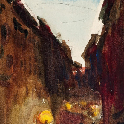 Strada E Persone Al Crepuscolo Schizzo Magnus Enckell mek29 quadro stampato su tela