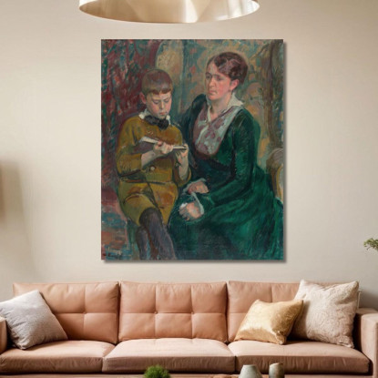 La Signora Esther Cederhvarf Con Suo Figlio Magnus Enckell mek44 quadro stampato su tela