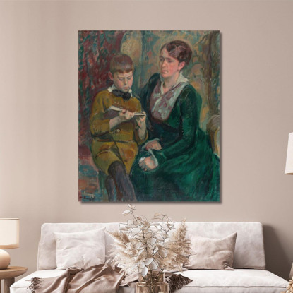 La Signora Esther Cederhvarf Con Suo Figlio Magnus Enckell mek44 quadro stampato su tela