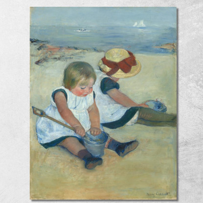 Bambini Che Giocano Sulla Spiaggia Mary Cassatt mcs13 quadro stampato su tela